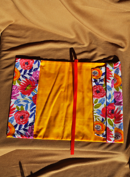 One-of-a-Kind Japanese Inspired Adjustable Floral Fabric Book Cover | Hardback Size | Ribbon Bookmark Included