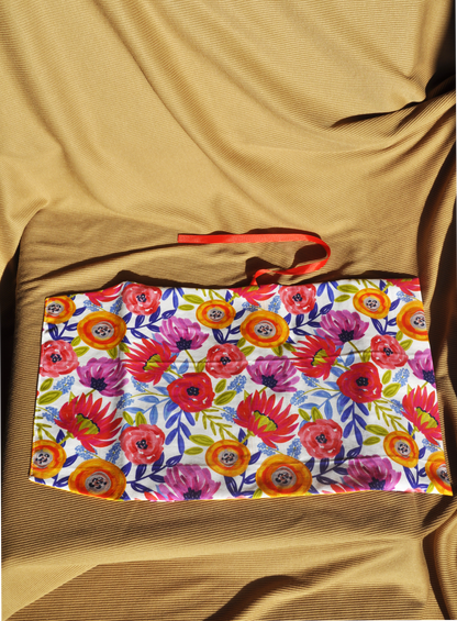 One-of-a-Kind Japanese Inspired Adjustable Floral Fabric Book Cover | Hardback Size | Ribbon Bookmark Included