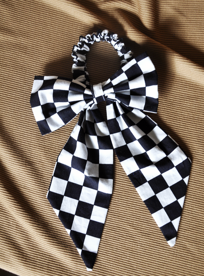 Handmade Monochrome Hair Accessory Set | 4-Piece Scrunchie & Bow Bundle | Sustainable | One-of-a-kind | Eco-Friendly Gift