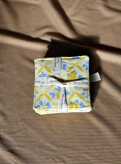Handmade Retro Inspired Fabric Coasters – Set of 8 | Sustainable Homeware from Reclaimed Textiles