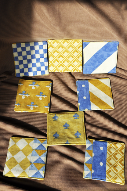 Handmade Retro Inspired Fabric Coasters – Set of 8 | Sustainable Homeware from Reclaimed Textiles