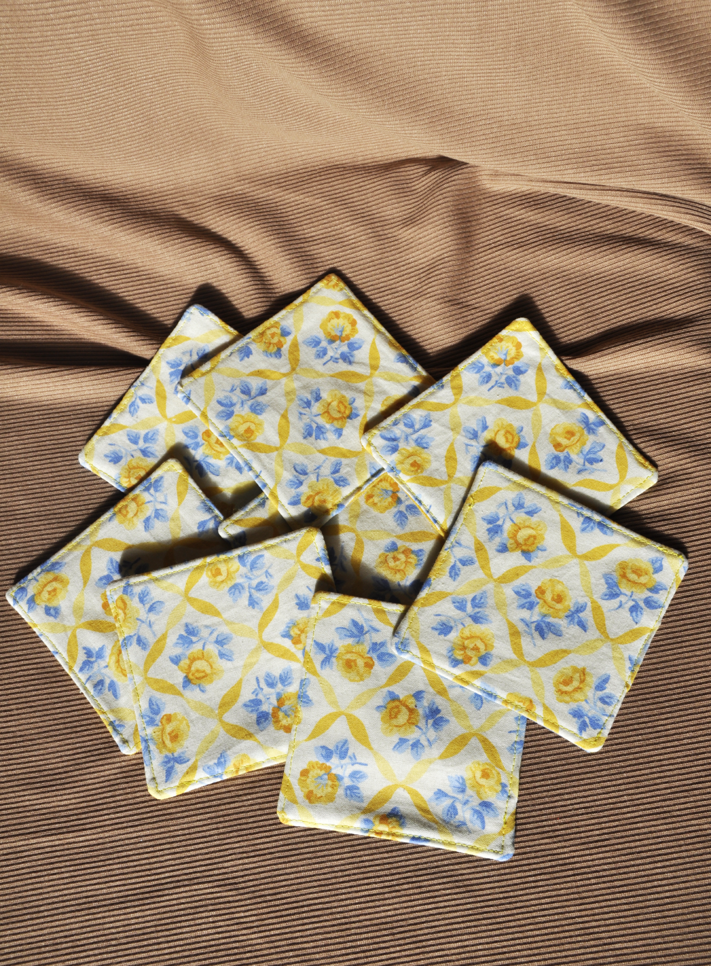 Handmade Retro Inspired Fabric Coasters – Set of 8 | Sustainable Homeware from Reclaimed Textiles