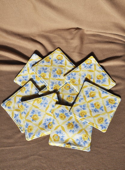 Handmade Retro Inspired Fabric Coasters – Set of 8 | Sustainable Homeware from Reclaimed Textiles