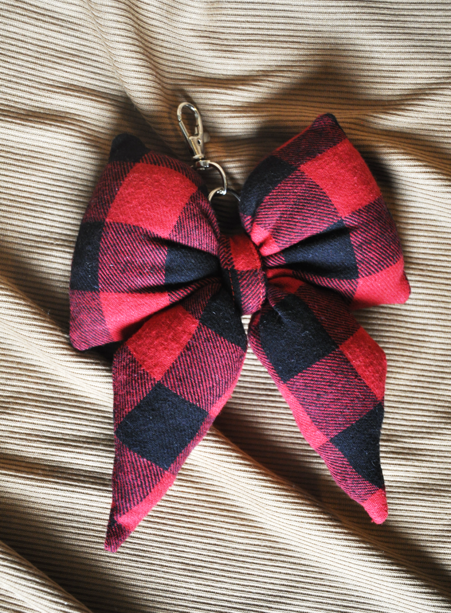 Handmade Red & Black Buffalo Check Hair Accessory Set | 4-Piece Scrunchie & Bow Bundle | Sustainable | One-of-a-kind | Eco-Friendly Gift