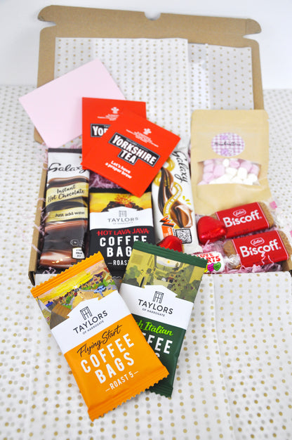 Letterbox Hamper Gift Set | Coffee, Tea, Hot Chocolate & Sweet Treats