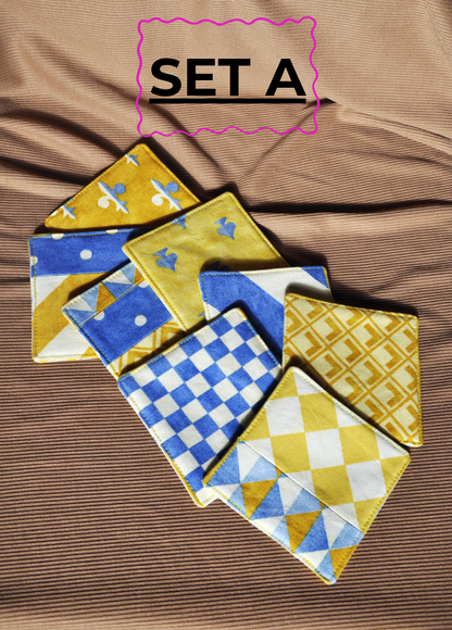 Handmade Retro Inspired Fabric Coasters – Set of 8 | Sustainable Homeware from Reclaimed Textiles