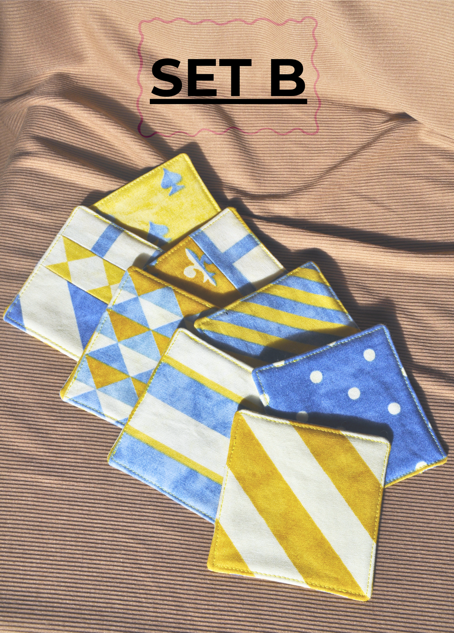 Handmade Retro Inspired Fabric Coasters – Set of 8 | Sustainable Homeware from Reclaimed Textiles